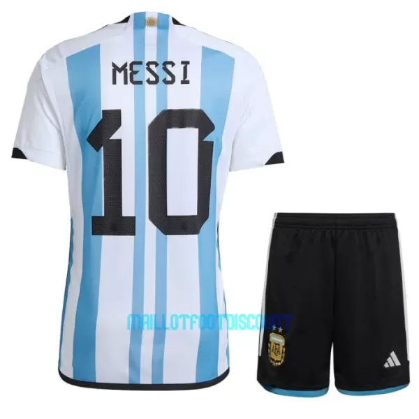 Kit De Football Argentine 3 Star Lionel Messi 10 Enfant Domicile Coupe du Monde 2022