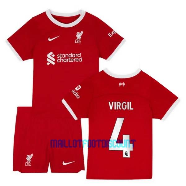 Kit De Football Liverpool Virgil van Dijk 4 Enfant Domicile 23/24