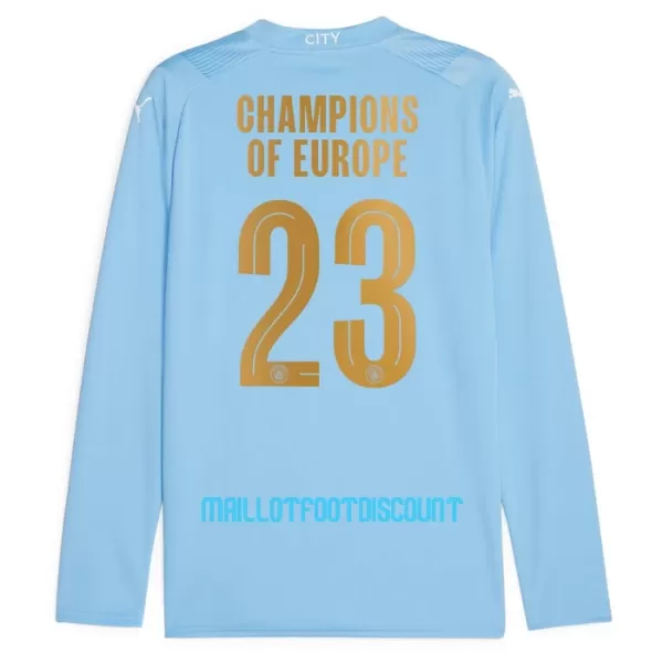 Maillot De Foot Manchester City Champions of Europe Domicile 23/24 Manches Longues