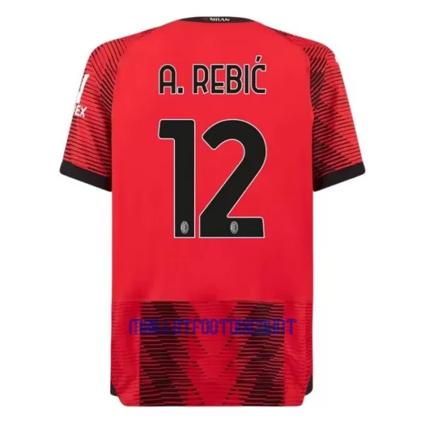 Maillot De Foot Milan AC A. Rebic 12 Domicile 23/24