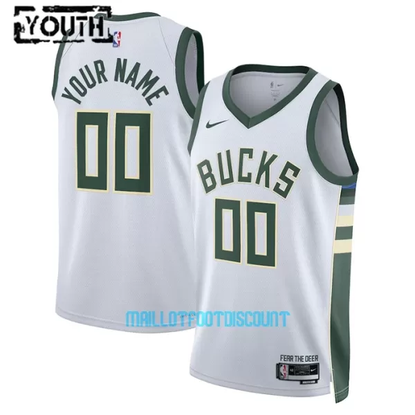 Maillot de Basket Milwaukee Bucks Association Edition Swingman 23/24 Enfant Blanc