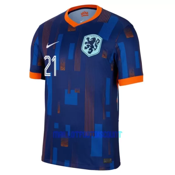 Maillot De Foot Pays-Bas Frenkie de Jong 21 Extérieur Euro 2024