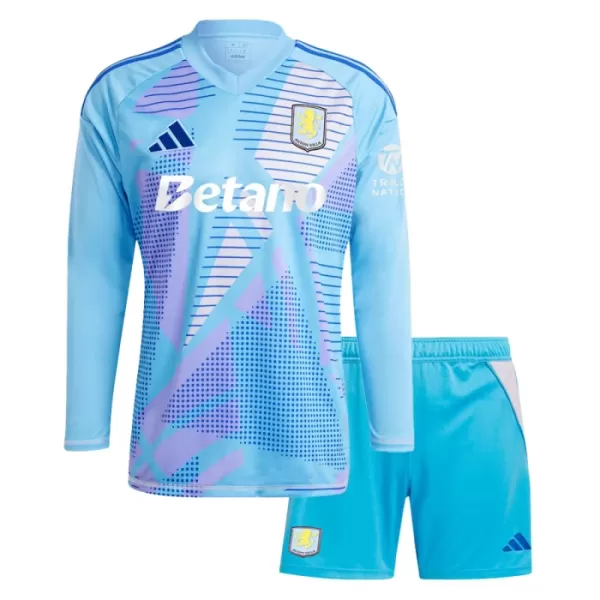 Kit De Football Gardien Aston Villa Enfant 24/25 Manches Longues Bleu