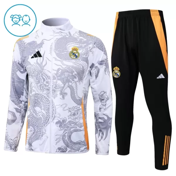 Real Madrid Enfant Ensemble Vestes d'Entraînement 24/25 Dragon Blanc